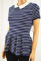 Maison Jules Women's Blue Striped Peplum Sweater Top X-Large XL