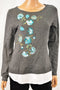 Charter Club Women's Gray Layered-Look Embroidered Sweater Top Small S