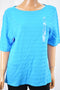 Charter Club Women Boat Nk Cotton Blue Textured Blouse Top X-Large XL