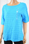 Charter Club Women Boat Nk Cotton Blue Textured Blouse Top X-Large XL