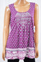 Charter Club Women's Purple  Printed Embroidered Blouse Top X-Large XL
