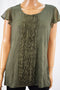 Charter Club Women Flutter-Slv Green Ruffled Front Blouse Top M