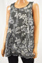 Charter Club Women Sleeveless Gray Metallic Embroidered Blouse Top XL