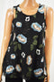 Charter Club Women's Black Floral Embroidered Mesh Tank Blouse Top 2XL