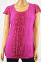 Charter Club Women Flutter-Slv Purple Ruffled Front Blouse Top L