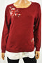 Charter Club Women's Red Layered-Look Embroidered Sweater Top L