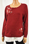 Charter Club Women's Red Layered-Look Embroidered Sweater Top XL