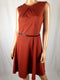 $60 New NY Collection Women's Sleeveless Rust Belted Fit Flare Tunic Dress Petit - evorr.com
