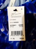 $60 New NY Collection Women's Cold Shoulder Printed Blue Maxi Dress Size XL - evorr.com