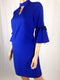 $99 New Julia Jordan Women's Blue Bell Sleeve Sheath  Tunic Dress Keyhole Neck S - evorr.com