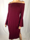 $80 New ECI Women's Wine Red Off the Shoulder Bell Sleeve Shift Tunic Dress Size - evorr.com