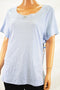 New Karen Scott Women's Short Sleeve Scoop Neck Blue Buckle-Trim Blouse Top XL