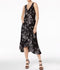 Grace Elements Women Sleeveless Black Floral Printed Hi-Low Tunic Midi Dress L