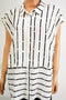 New Alfani Women's Short Sleeve White Striped Button Down Blouse Top Plus 22W