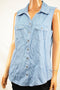 Style&Co Women's Sleeveless Blue Sun Wash 2-Pocket Button Down Denim Shirt Top M