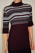 Style&Co Women's Mock Neck Red Striped Ribbed Knit Sweater Top XL
