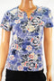 Karen Scott Women's Short Sleeve Henley Blue Floral Print Blouse Top Petite PS