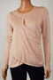 Thalia Sodi Women's Keyhole Metallic Pink Textured Faux-Wrap Knit Sweater Top M