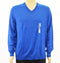 Club Room Men's V-Neck Long-Sleeve Merino Wool Blend Blue Rib Trim Sweater S