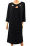 INC Concepts Women 3/4-Sleeve Black Ruched Cutout-Neck Sheath Dress Plus 24W