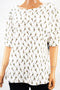 Karen Scott Women Elbow Sleeve Boat Neck White Giraffe Printed Blouse Top XL
