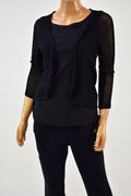 Thalia Sodi Women's Black Open Front Sheer Pointelle Knit Cardigan Shrug Top XS