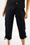 Style&co Women Stretch Black Mid Rise Embroidered Ruched Capri Cropped Pant 4
