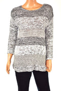 Style&co. Women's Crew Neck 3/4-Sleeves Gray Knitted Tunic Sweater Top S