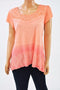 Style&co Women Flutter-Sleeve Stretch Orange Lace-Detail Hi-Low Blouse Top S