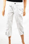 Style&co Women's Stretch White Mid Rise Chambray Cargo Capri Cropped Pant 6