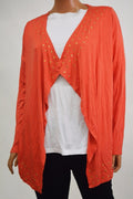 Thalia Sodi Women Open Front Orange Draped Grommet-Embellish Cardigan Shrug L