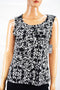 JM Collection Women Sleeveless Stretch Black Printed Jacquard Tank Blouse Top M
