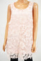 New Alfani Women's Scoop Neck Sleeveless Pink Lace Tunic Blouse Top Plus 16W