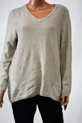 Style&Co Women's Long Sleeve Beige Cable Knit Hi-Low Sweater Top M