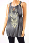 INC Concepts Women's Black Stripe Keyhole Soutache Trim Tunic Blouse Top Plus 2X