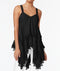Love Scarlett Women Black Lace-Trim Layered Handkerchief Hem Tunic Blouse Top L