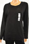 Style&Co Women's Long-Sleeves Crew-Neck Stretch Black T-Shirt Blouse Top XL