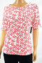 Karen Scott Women Cuffed Elbow-Sleeve Boat Neck Red Starfish Print Blouse Top S