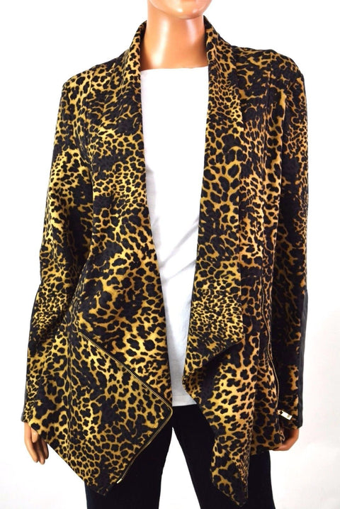 Grace Element Women's Stretch Cheetah Printed Draped Cardigan Shrug Top 12
