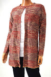 Cable Gauge Women Metallic Orange Open-Front Striped Cardigan Sweater Coat Top S