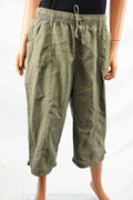 Karen Scott Women's Green Comfort Waist Pull On Drawstring Capri Cropped Pant XL