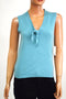 Charter Club Women's Sleeveless Tie V-Neck Cashmere Wool Blue Blouse Top XS