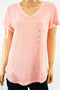 Style&Co Women Short-Sleeve Orange Pocketed Burnout T-shirt Blouse Top M