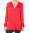 Catherine Malandrino Women's V-Neck Long Sleeve Red Hi-Lo Tunic Blouse Top M