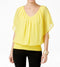 Joseph A Women Dolman-Sleeve Yellow Pleated Chiffon Blouson Blouse Top XL