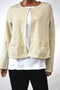 Charter Club Women's Metallic Cream Open Front Cardigan Shrug Top L