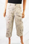 Style&co Women Stretch Beige Floral Mid Rise Tummy Control Capri Cropped Pant 12