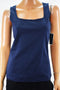 Karen Scott Women Sleeveless Square Neck 100% Cotton Blue Tank Blouse Top S