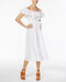 Grace Elements Women Cotton White Belted Off-The-Shoulder Midi A Line Dress L