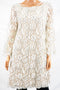 Jessica Howard Women Bell Sleeves Boat Neck Beige Floral Lace Shift Dress 14
